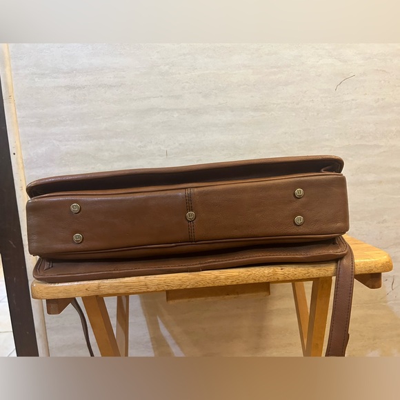 Hidesign Leather Men's Brown Briefcase Laptop Crossbody Travel Business Satchel - Picture 6 of 16